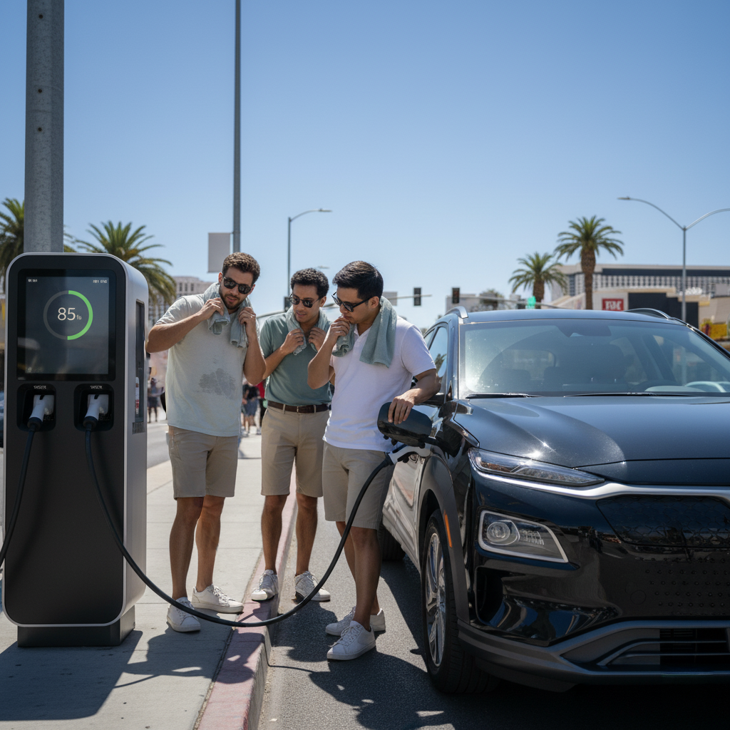 Renting an EV in Las Vegas Heat: Battery, Charging & Range