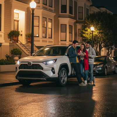 Where is it safest to leave a rental car overnight in San Francisco?