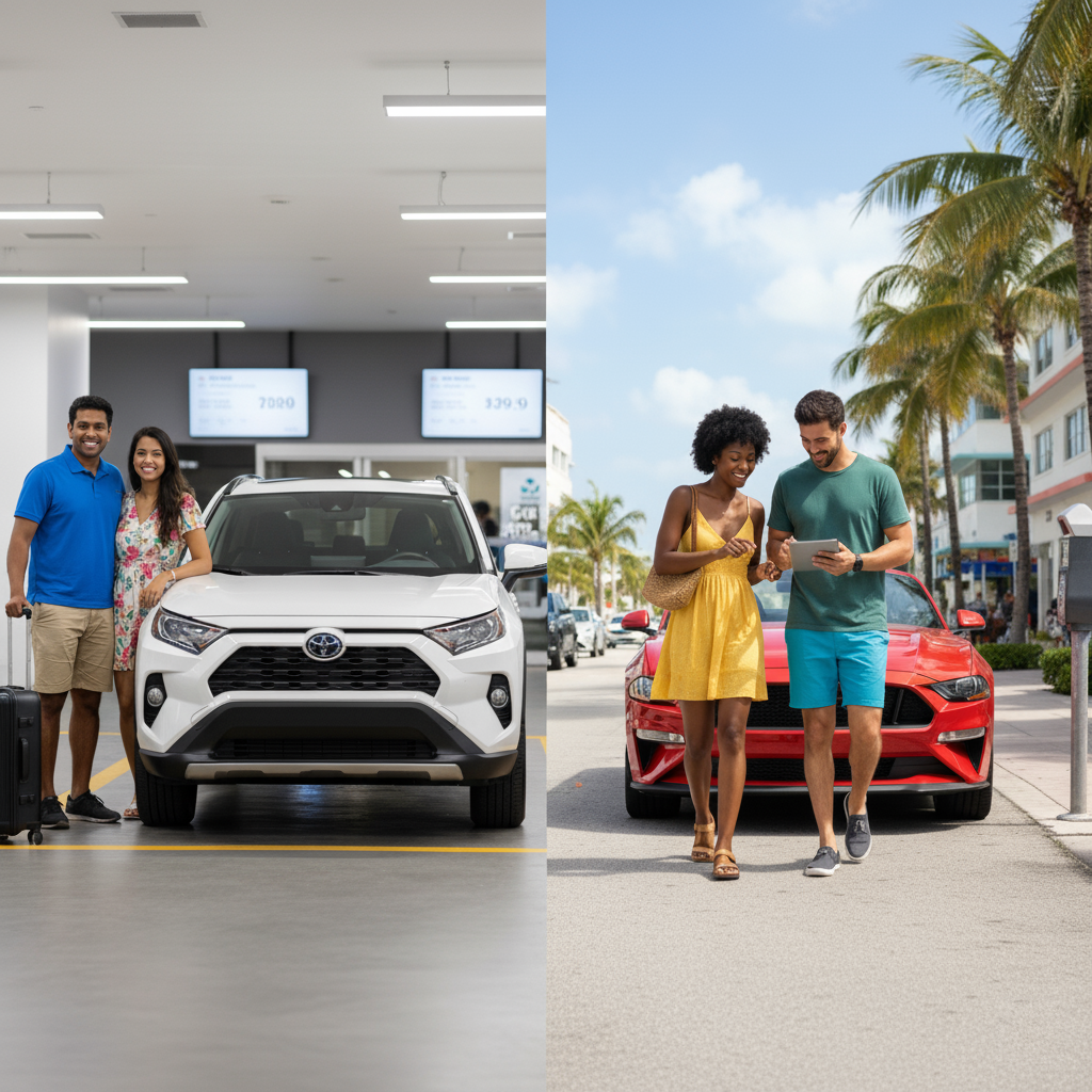 Is it cheaper to rent at Miami Airport or South Beach for a weekend?