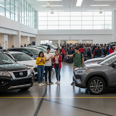 How long does SFO Rental Car Center pickup take at peak times?