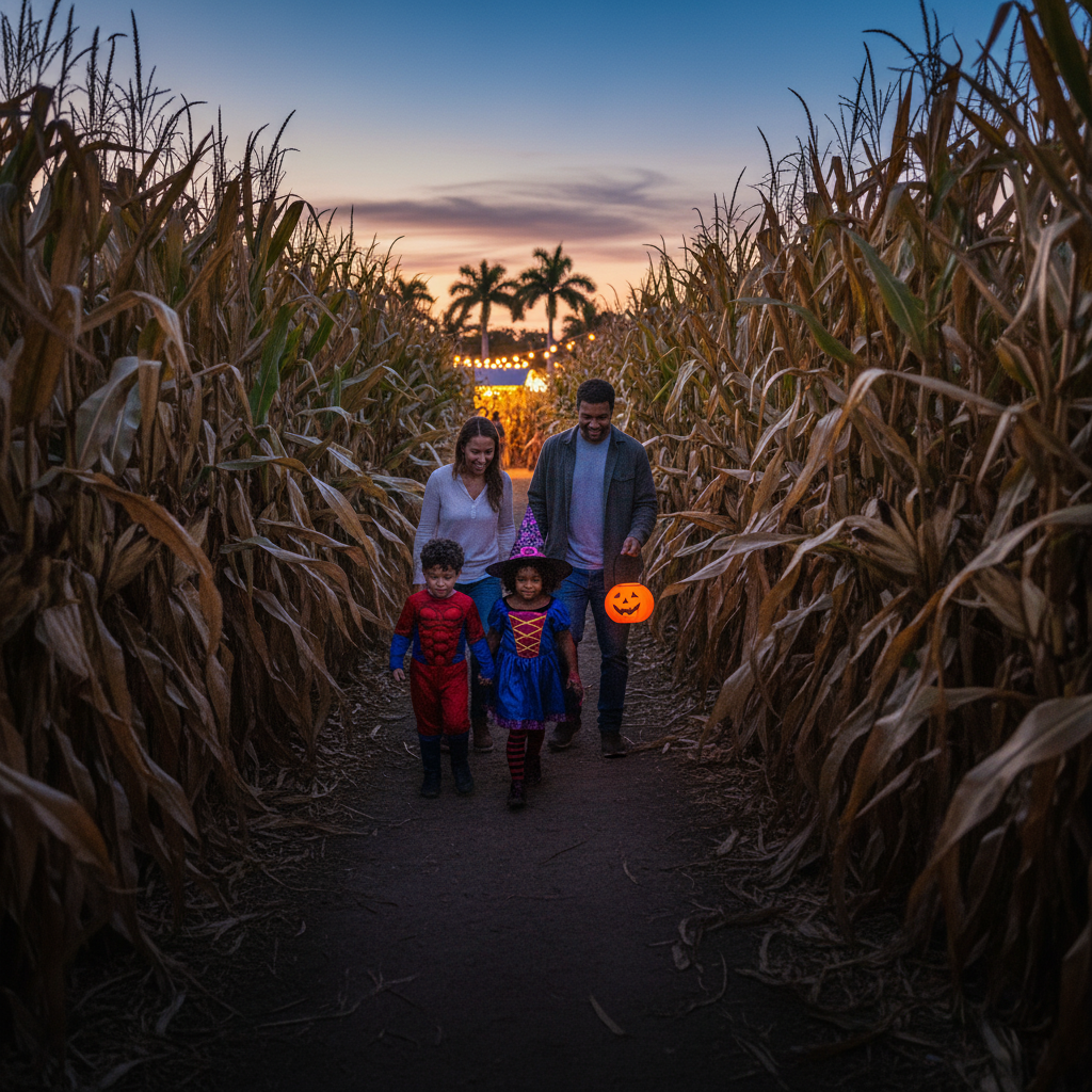 Family Halloween Road Trips near Miami: Patches, Mazes & Night Drives