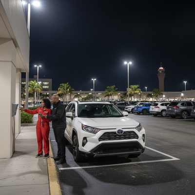 How do after-hours car rental returns work at Miami International Airport (MIA)?