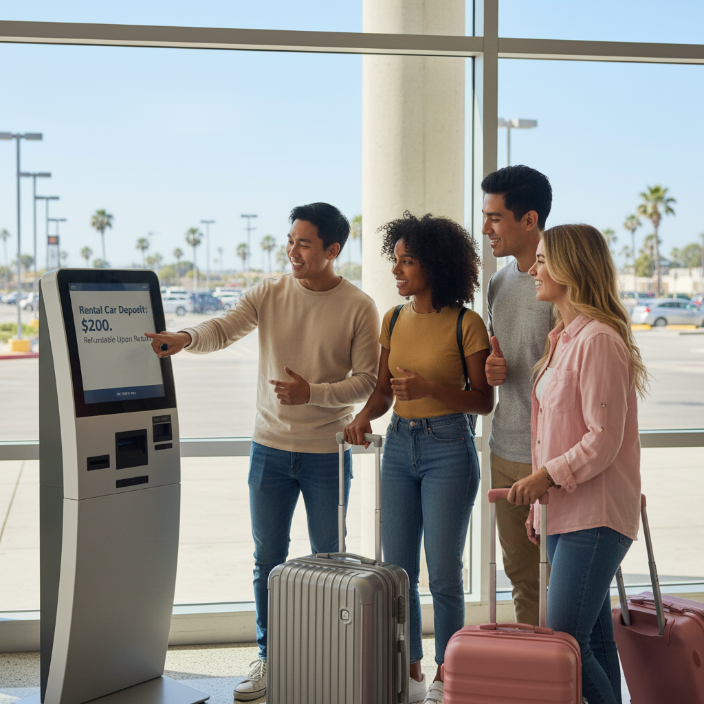 How much is the rental car deposit at Santa Ana/Orange County (SNA)?