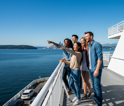 Can I take a Seattle rental car on Washington State ferries?