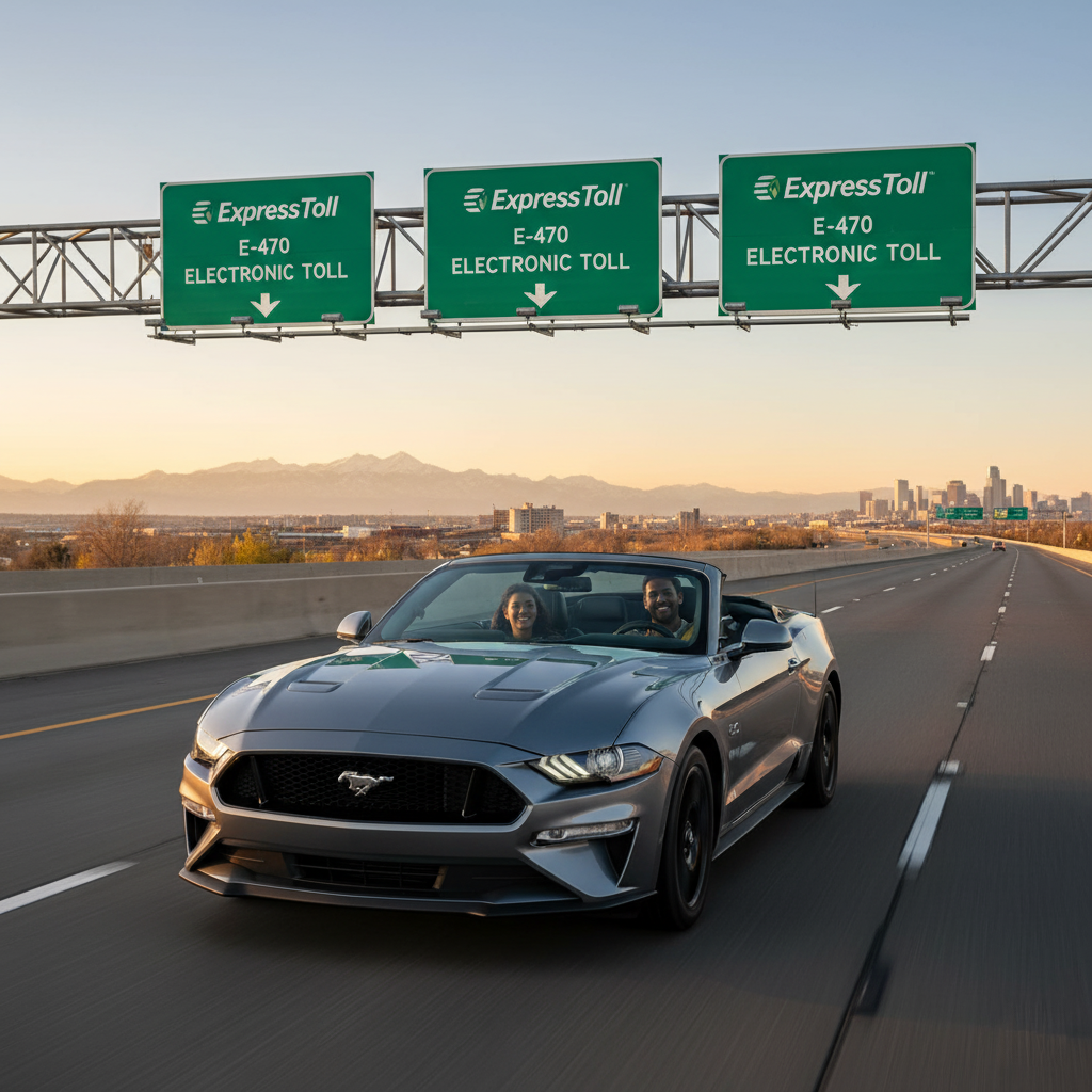 How are ExpressToll and E‑470 charges handled on Denver rentals?