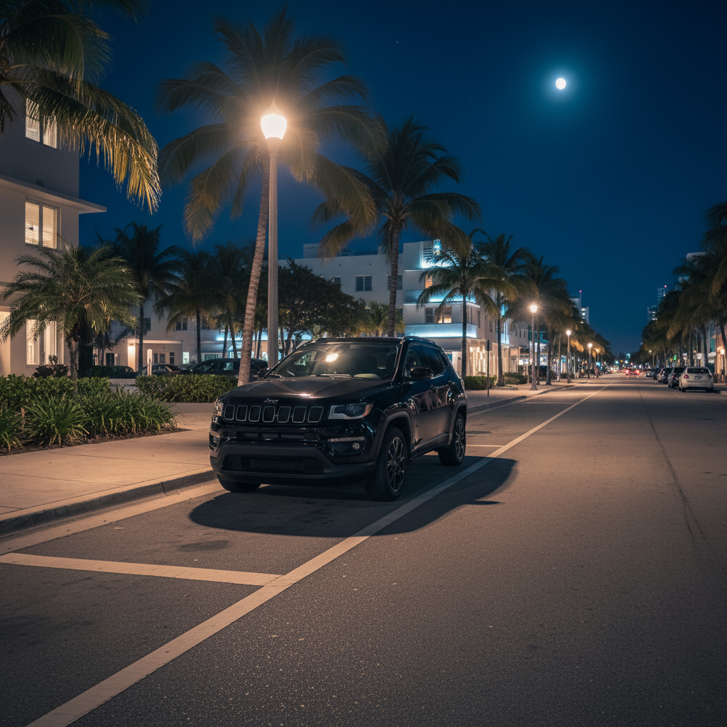 Is overnight parking for rental cars allowed on Miami Beach streets?