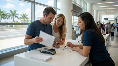 A red convertible car hire on a scenic coastal drive along the sunny California coast