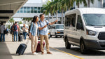 A large cruise ship at the sunny Port of Miami, a common starting point for a Florida car rental
