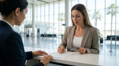 A row of clean vehicles available for car rental at the Miami airport on a bright, sunny day