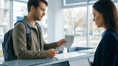 A silver car rental parked on a scenic overlook with rolling green hills in the Pennsylvania countryside