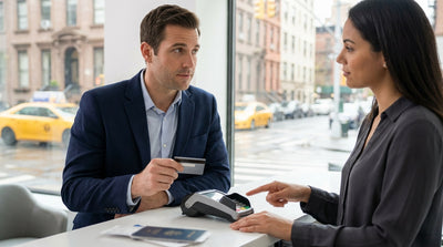 A silver car hire drives through the brightly lit streets of Times Square in New York City at night