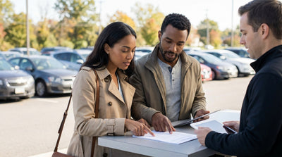 A person reviews their car rental agreement and keys while sitting in a driver's seat in Pennsylvania