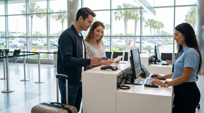 A row of clean vehicles ready for car rental at the sunny Orlando airport
