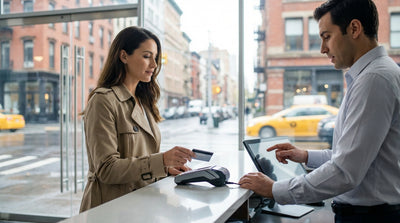 A driver's view from a car hire crossing a bridge towards the iconic, sunny New York skyline