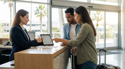 A row of vehicles ready for car hire in a brightly lit parking garage at the Los Angeles airport