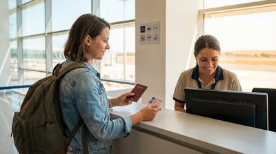 A modern car rental driving down a long, empty highway through the scenic Texas countryside under a big blue sky