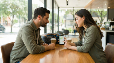 A classic convertible car rental on an empty desert highway in Monument Valley during a golden sunset