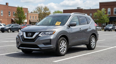 A parking charge notice on the windshield of a car rental in a multistory car park in Pennsylvania