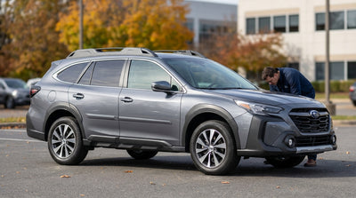 A modern car rental on a scenic highway surrounded by the rolling hills of Pennsylvania
