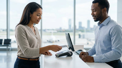 A driver's view from a car hire vehicle looking at the sunny New York City skyline through the windshield