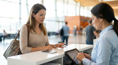A modern car hire vehicle on a long, empty highway under a big sky in rural Texas