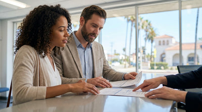 A red convertible car rental drives along the scenic Pacific Coast Highway in Big Sur, California