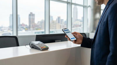 A modern car hire driving on a busy street in New York City with iconic yellow cabs and tall buildings