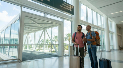 A traveler with luggage walks toward the car hire desks at the Fort Lauderdale airport in Florida