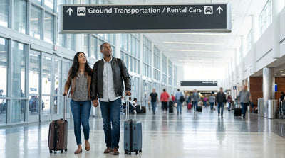 A sunny day at the modern Terminal A at Newark Airport, the pickup point for New York car hire