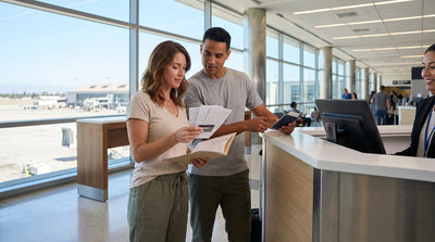 View from a car rental driving over the Golden Gate Bridge towards the San Francisco skyline
