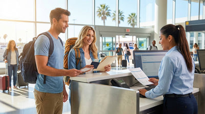 A convertible car hire driving on a winding coastal highway in California with the blue ocean in the background