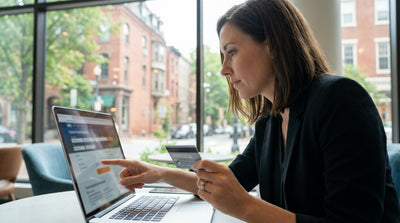 A car rental on a winding road through the colorful autumn forests of Pennsylvania