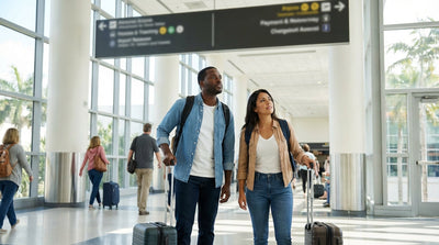 An airport sign at MCO in Orlando directing travelers to the ground transportation and car rental center