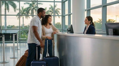 Rows of clean cars waiting in the Miami International Airport car hire parking garage