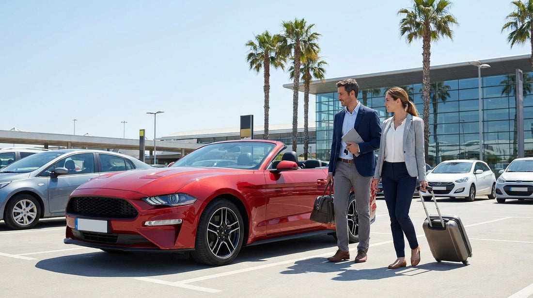 The modern car rental center building at Fort Lauderdale Airport in Florida on a sunny day with palm trees