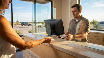 A driver's view from a car hire on a scenic highway stretching towards the horizon in rural Texas