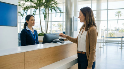 A red convertible car hire driving along a winding coastal road in sunny California