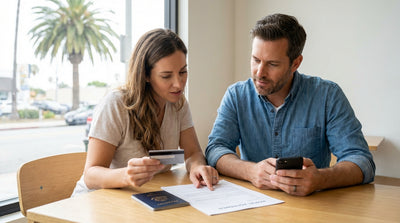 A red convertible on a scenic car hire drive along the Pacific Coast Highway in California