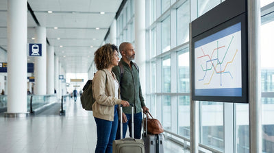 The SFO AirTrain arriving at the platform for the car rental center in San Francisco
