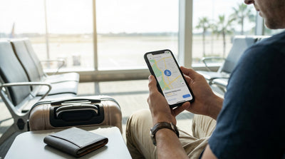 A red convertible car hire driving on a sunny coastal highway in Florida