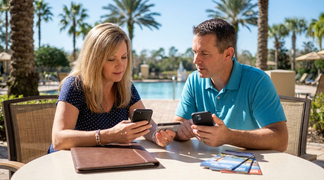 A silver car hire driving down a sunny, palm-lined highway in Orlando, Florida