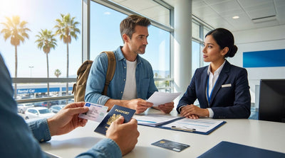 A convertible car rental driving down a sunny, winding coastal highway in Big Sur, California