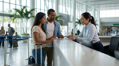 A row of modern vehicles ready for car hire at a sunny Miami International Airport lot