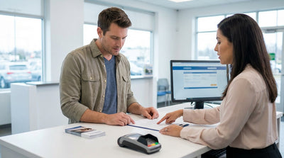 A red convertible car hire driving along a sunny, scenic coastal highway in California