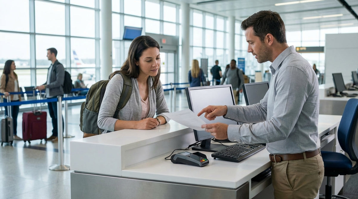 A modern car hire parked on a scenic desert highway in the United Estates at golden hour