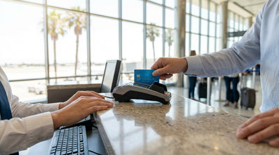 A modern sedan car rental driving on a winding coastal road in sunny California
