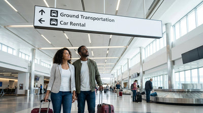 Travelers waiting at the car hire counters inside the arrivals hall of Pittsburgh International Airport, Pennsylvania