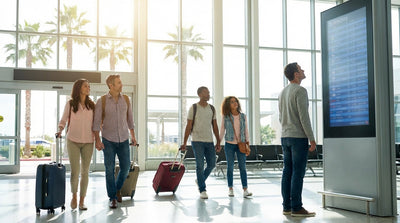 Travelers at the car rental counters inside the arrivals hall of Orlando Airport's Terminal B