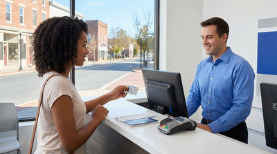 A car hire driving on a scenic road through a colourful autumn forest in Pennsylvania