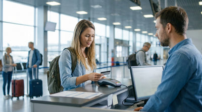 A traveler choosing their car hire from a row of vehicles at Philadelphia Airport in Pennsylvania